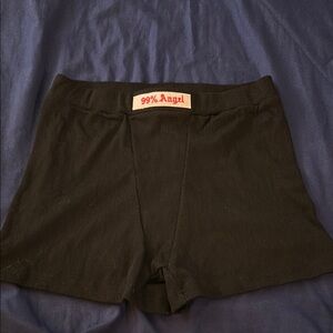 Angel Black Bike Shorts with Elastic Waistband